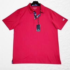 Maelreg Performance Golf Polo Men's MEDIUM Red Wicking‎ UPF30+ Stretch NEW